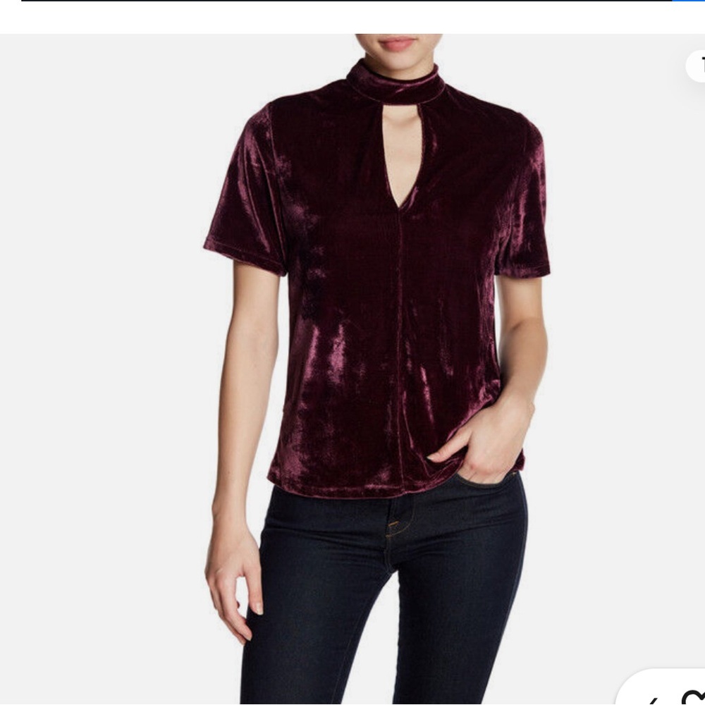 Madewell Keyhole Crushed Velvet Blouse in Spices Rose